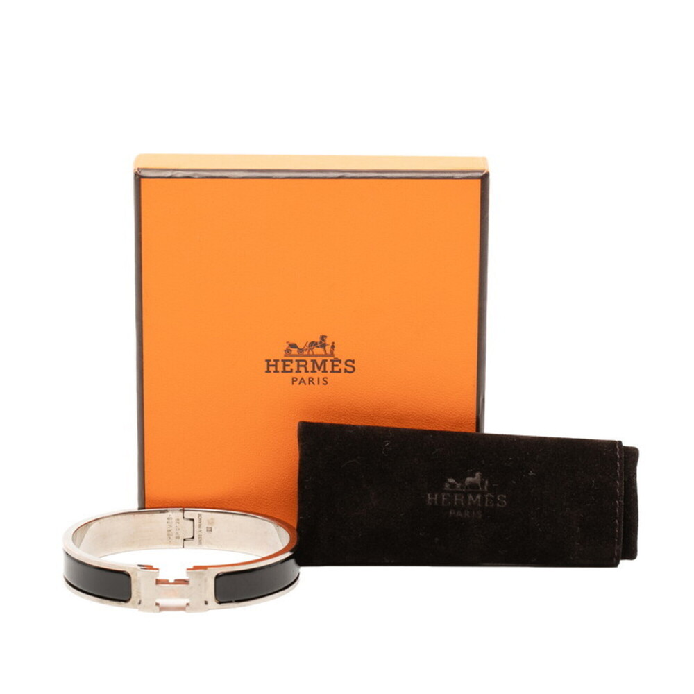 Hermes Click H PM Bangle Bracelet, Silver, Black Metal, Women's - Picture 5 of 5